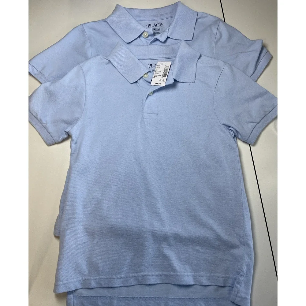 Childrens Place Uniform Short Sleeve Polo Shirts Light Blue Lot of 2 Size 5/6